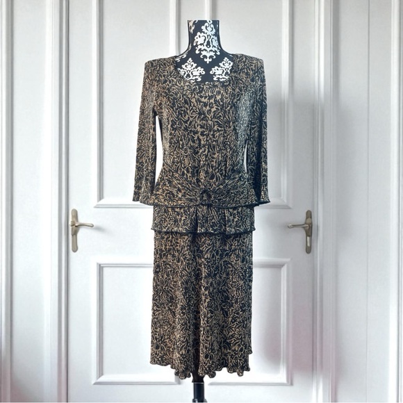 Vintage Connected Apparel Black Gold Beaded Sequin Dress Size 8 Evening Y2K 90’s - Picture 1 of 10